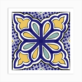 Blue and yellow portuguese tile Art Print
