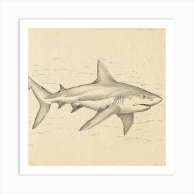 Lemon Shark Vintage Illustration 1 Art Print