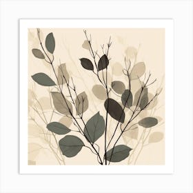 Minimal Botanical in Beige Background Art Print