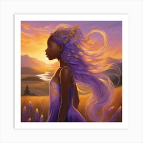 Girl With Purple Hair Art Print