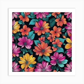 Floral Seamless Pattern Art Print