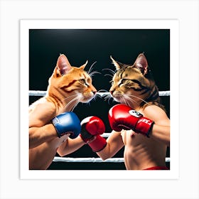Boxing Cats Art Print