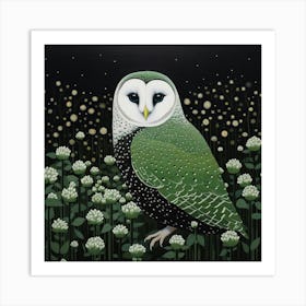 Ohara Koson Inspired Bird Painting Barn Owl 2 Square Art Print