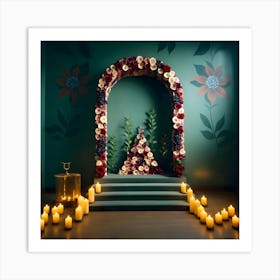 Floral Arch With Candles Art Print