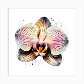 Orchid Blossom - Abstract Line Art Illustration 99 Art Print