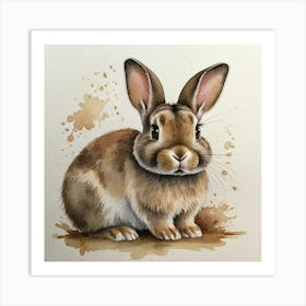 Rabbit Watercolor Painting 4 Art Print