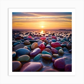 Pebbles At Sunset Art Print