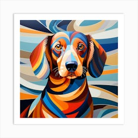 Abstract modernist dachshund dog Art Print