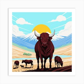 Bull In The Desert Art Print