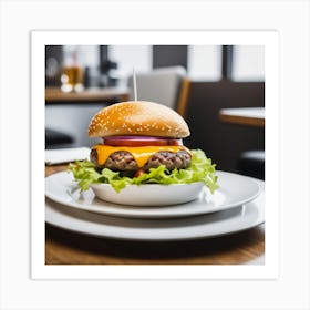 Hamburger In A Restaurant 1 Art Print