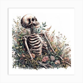 Skeleton In The Grass 1 Art Print