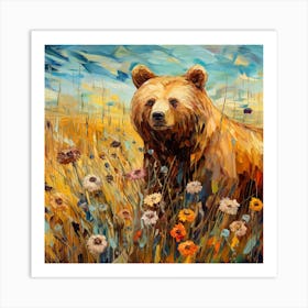 Brown Bear In The Meadow 1 Art Print