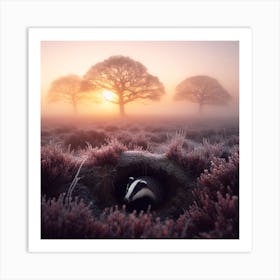 Badger In The Mist 4 Art Print