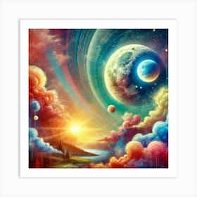 Planets And Clouds Art Print