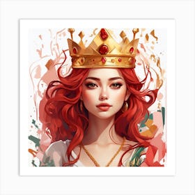 Red Haired Girl With Crown Art Print