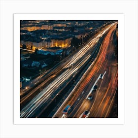 Highway At Night Art Print