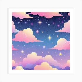 Sky With Twinkling Stars In Pastel Colors Square Composition 228 Art Print