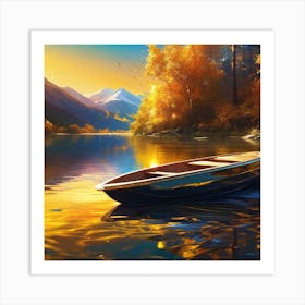 Boat In The Lake Art Print