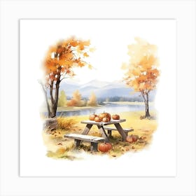 Autumn Picnic Table 3 Art Print