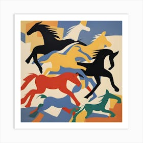 Horses In Flight Matisse Style Art Print