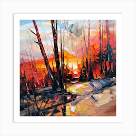 Fire in a Forest Art Print