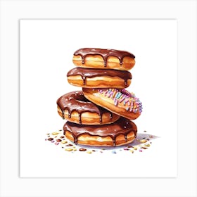 Stack Of Chocolate Donuts 2 Art Print