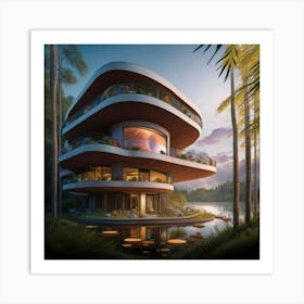 Huge colorful futuristic house design with vibrant details 18 Art Print