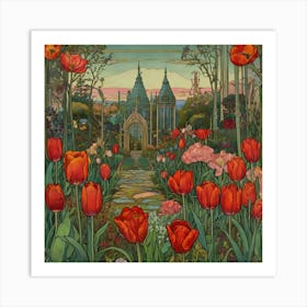 Tulips In The Garden 17 Art Print