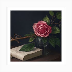 Rose And Book Art Print