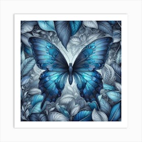 Blue Forest Butterfly Art Print