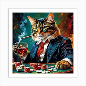 Cat Playing Poker Art Print