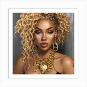 Black Girl With Gold Jewelry Art Print