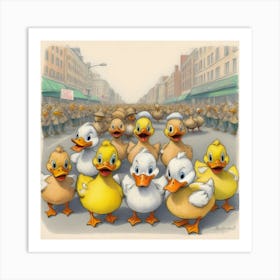 Ducks On The Street 1 Art Print