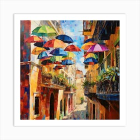 Umbrellas On The Street 1 Art Print