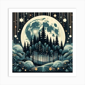 Full Moon In The Forest 7 Art Print