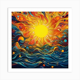 Abstract Of The Sun And Waves Art Print