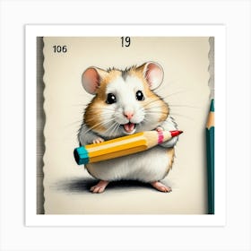 Hamster With Pencil 1 Art Print