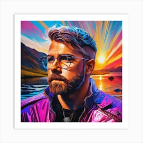 Man With Glasses Art Print