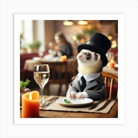 Ferret In Top Hat 1 Art Print