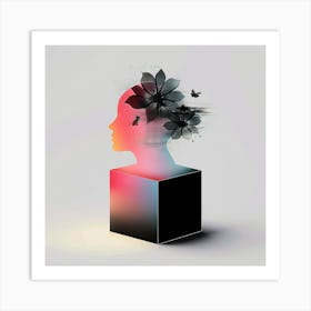 Abstract Woman In A Cube Art Print