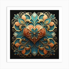 Abstract art of exotic flowers with vibrant abstract hearts in their designs, hearts, 17 Art Print