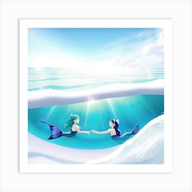 Mermaid friends  Art Print