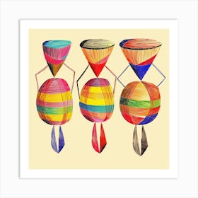 Three Colorful Ballerinas Art Print