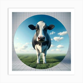 "Bovine Beauty: A Life-Size Portrait of a Cow in a Field, Capturing the Majesty and Tranquility of the Countryside Art Print