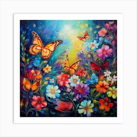 Butterflies In The Garden 1 Art Print