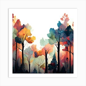 Watercolor Trees Art Print