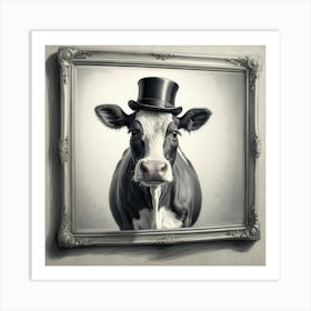 Cow In Top Hat 2 Art Print