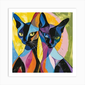 Kisha2849 Burmese Cats Colorful Picasso Style No Negative Space E4960a6c A702 4d87 Bed3 A800543e2c33 Art Print