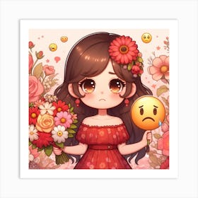 Cute Girl With Flowers 7 Art Print