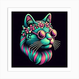 Psychedelic Cat 1 Art Print